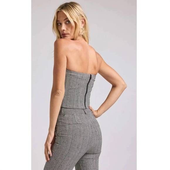 Generation Love Jennifer Plaid‎ Bustier Top NWT GRAY BLACK SZ XL $259 - Picture 2 of 5